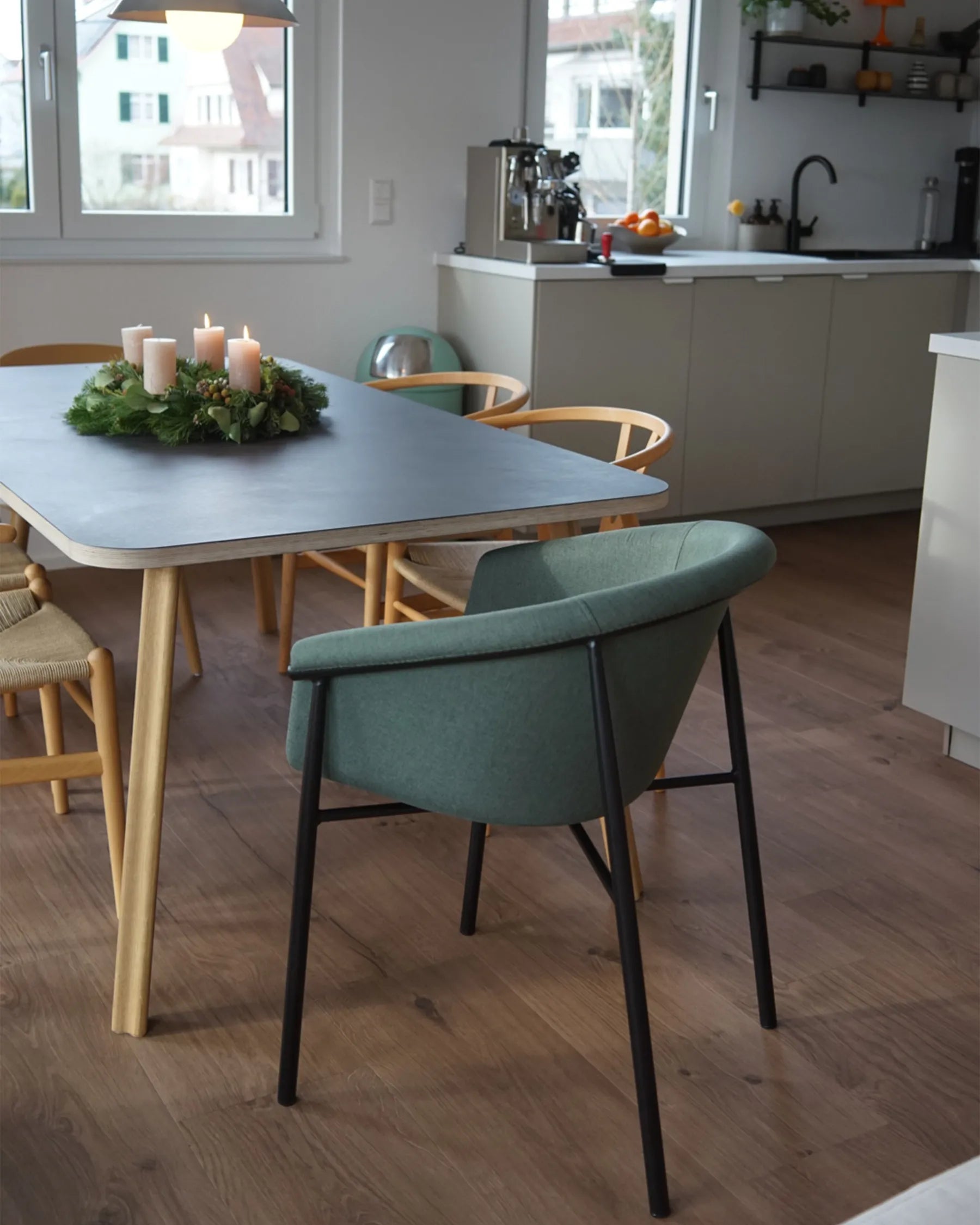 Set of 2 Dining Chairs AMES Dark Green