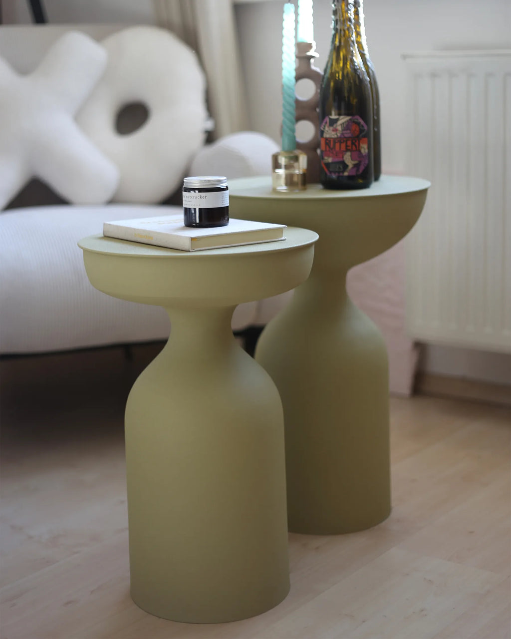 Set of 2 Side Tables COTA/TENJO Metal Light Green