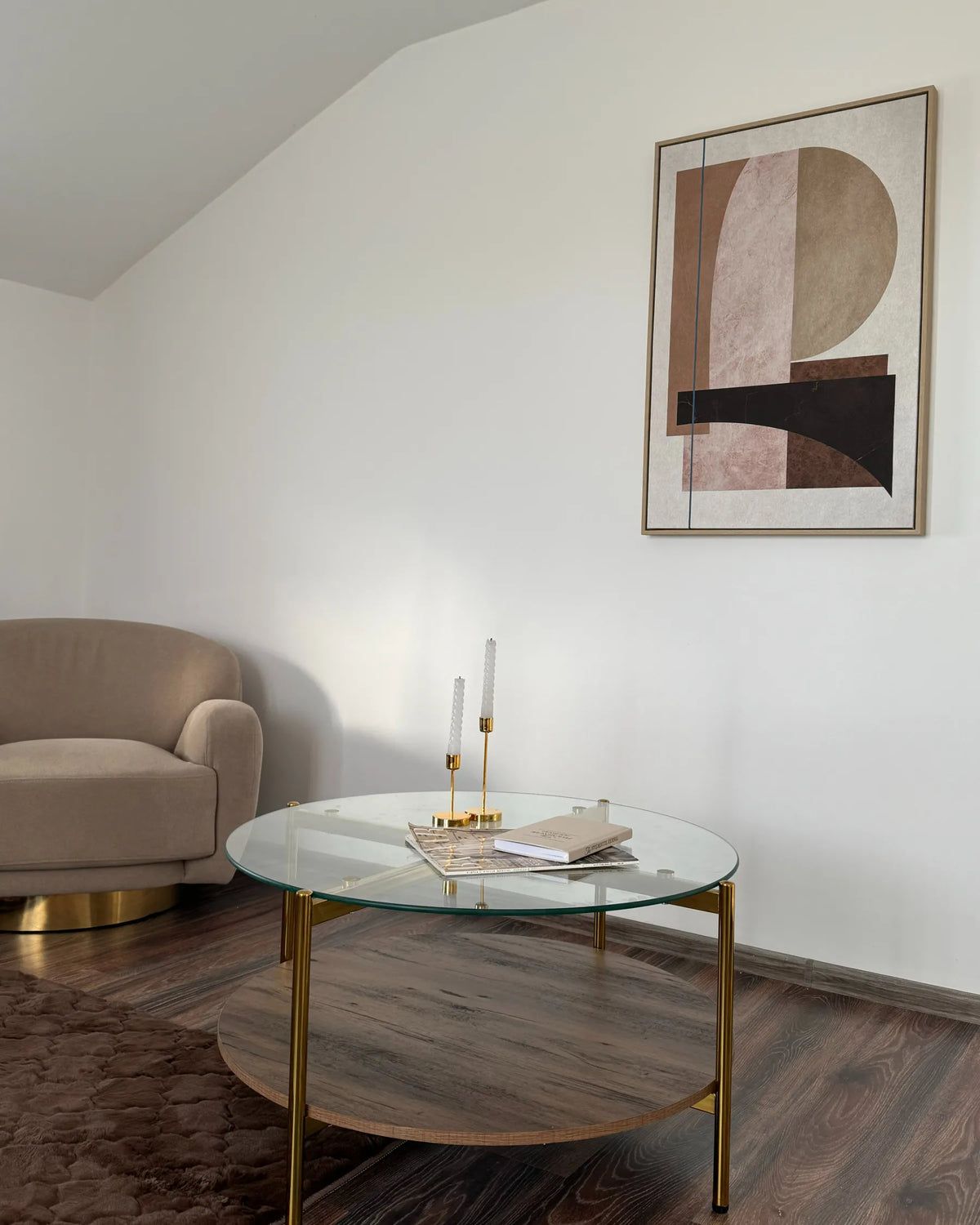 Coffee Table KAVA Tempered Glass Gold — alternate product view