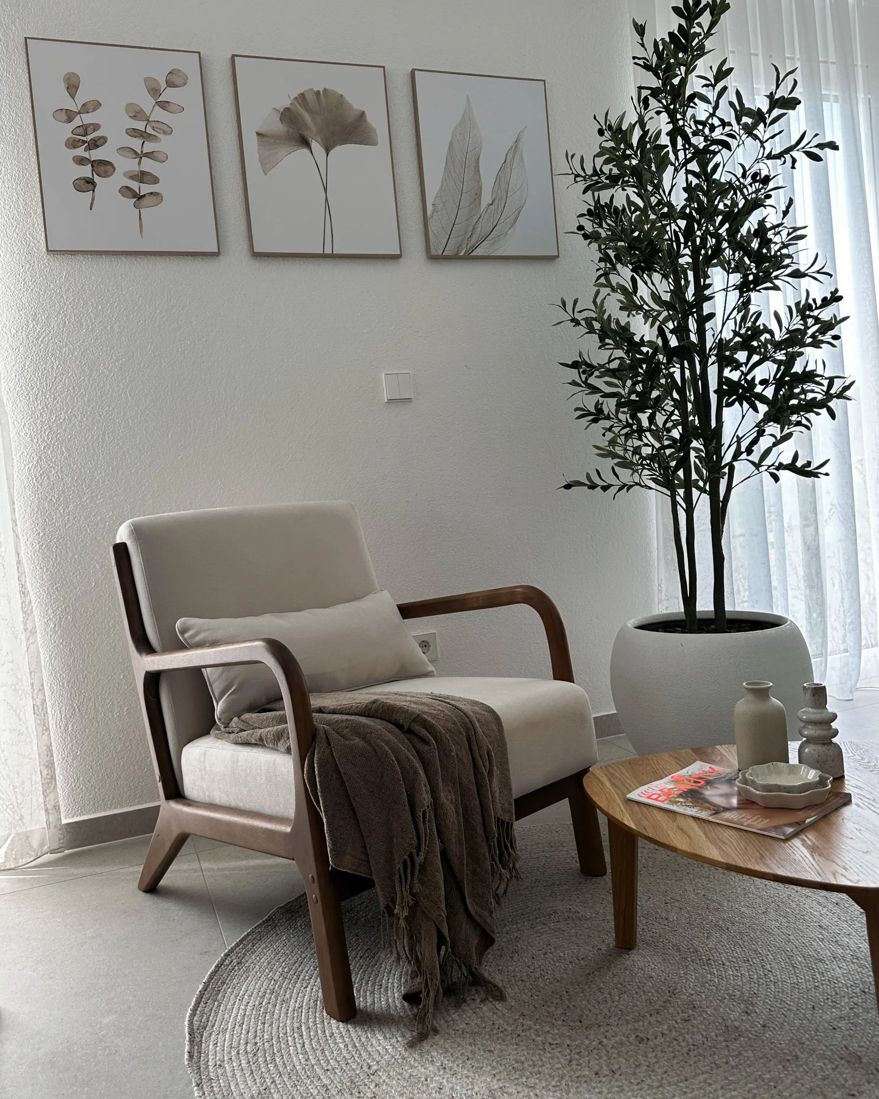 Armchair SKOVDE Fabric Light Beige