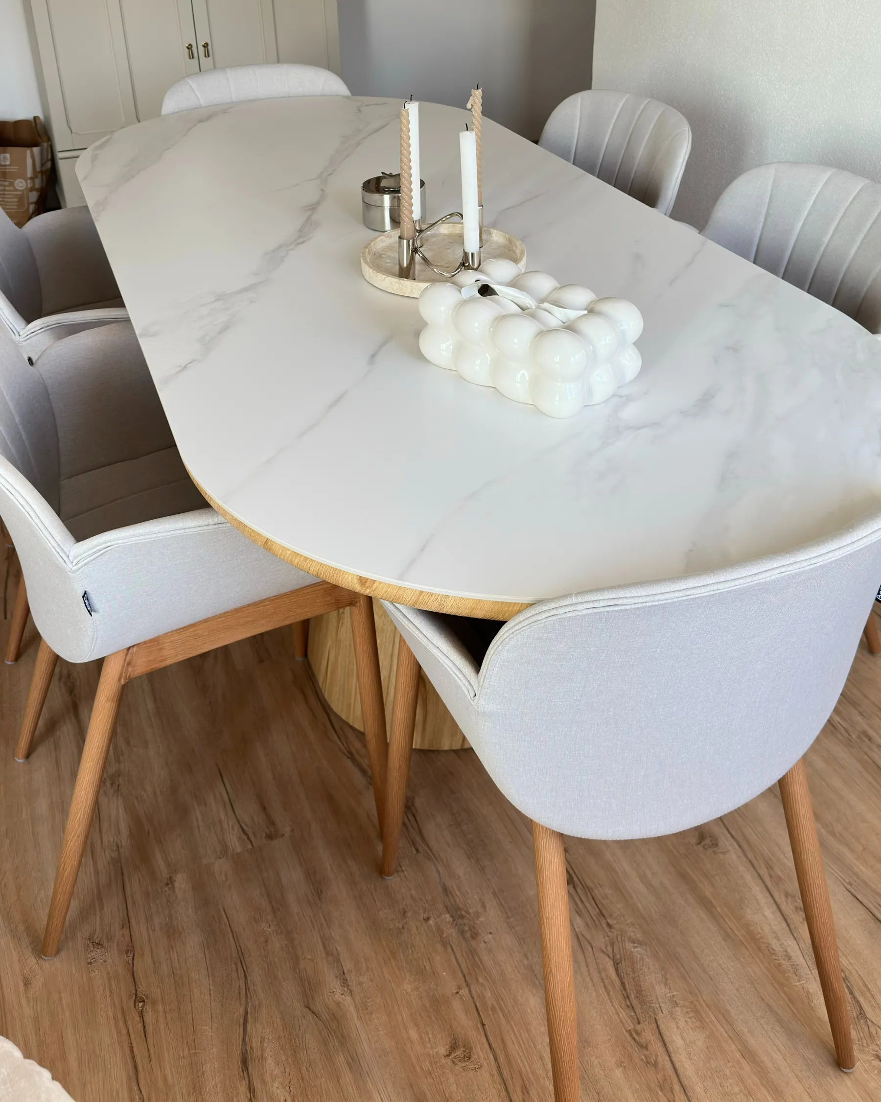 Set of 2 Dining Chairs ALICE Fabric Light Grey