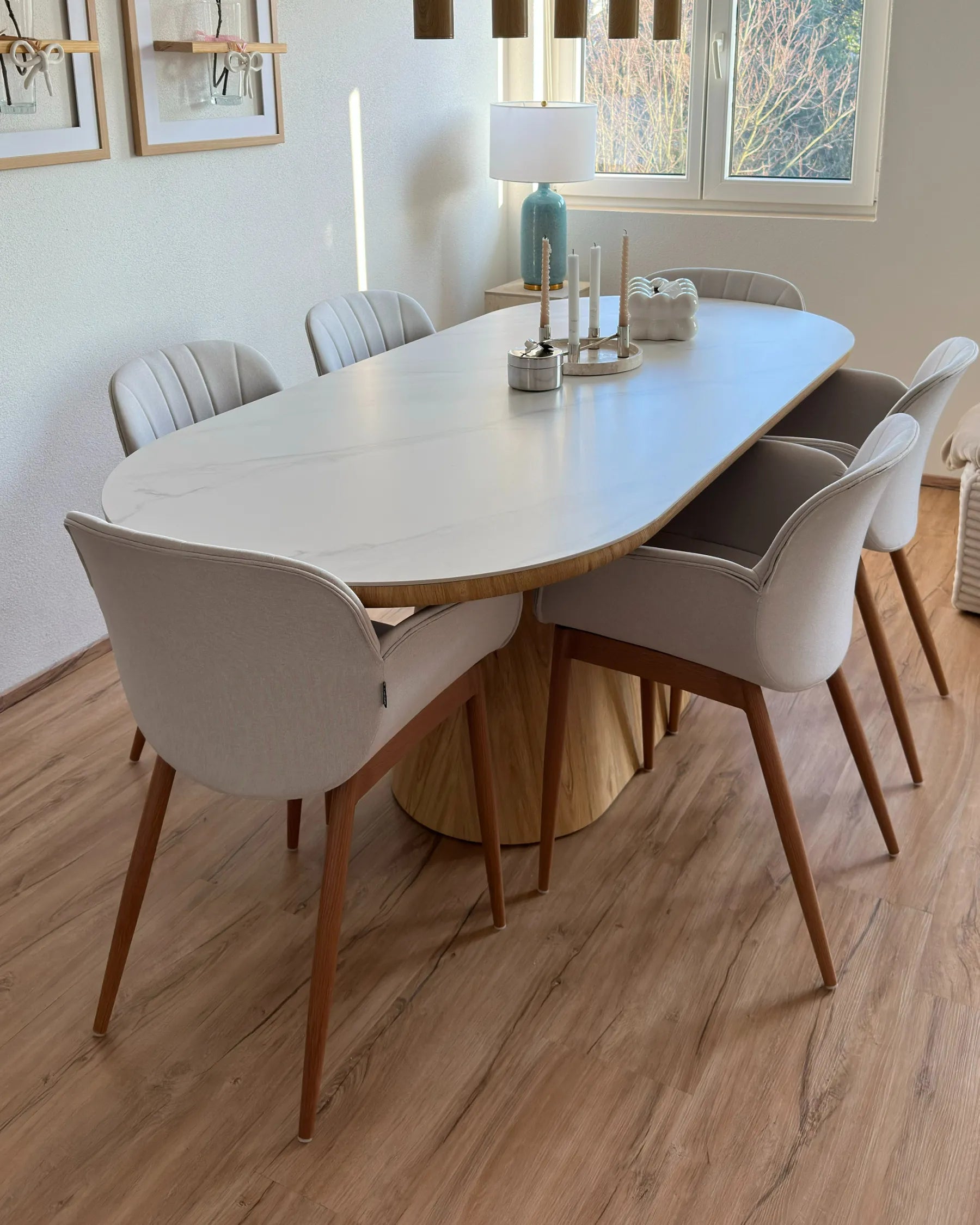 Set of 2 Dining Chairs ALICE Fabric Light Grey
