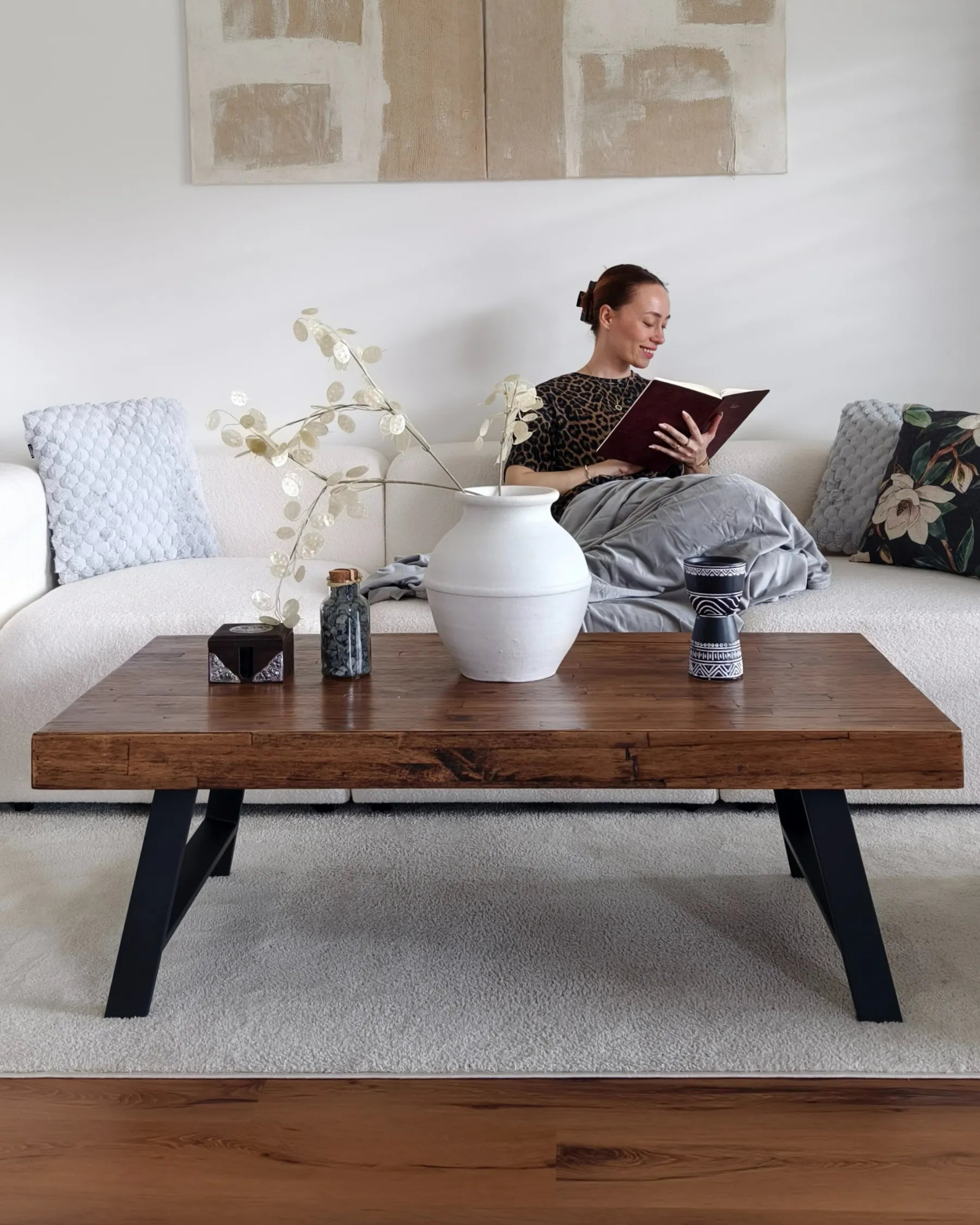 Coffee Table WARTON Pine Wood Dark Brown