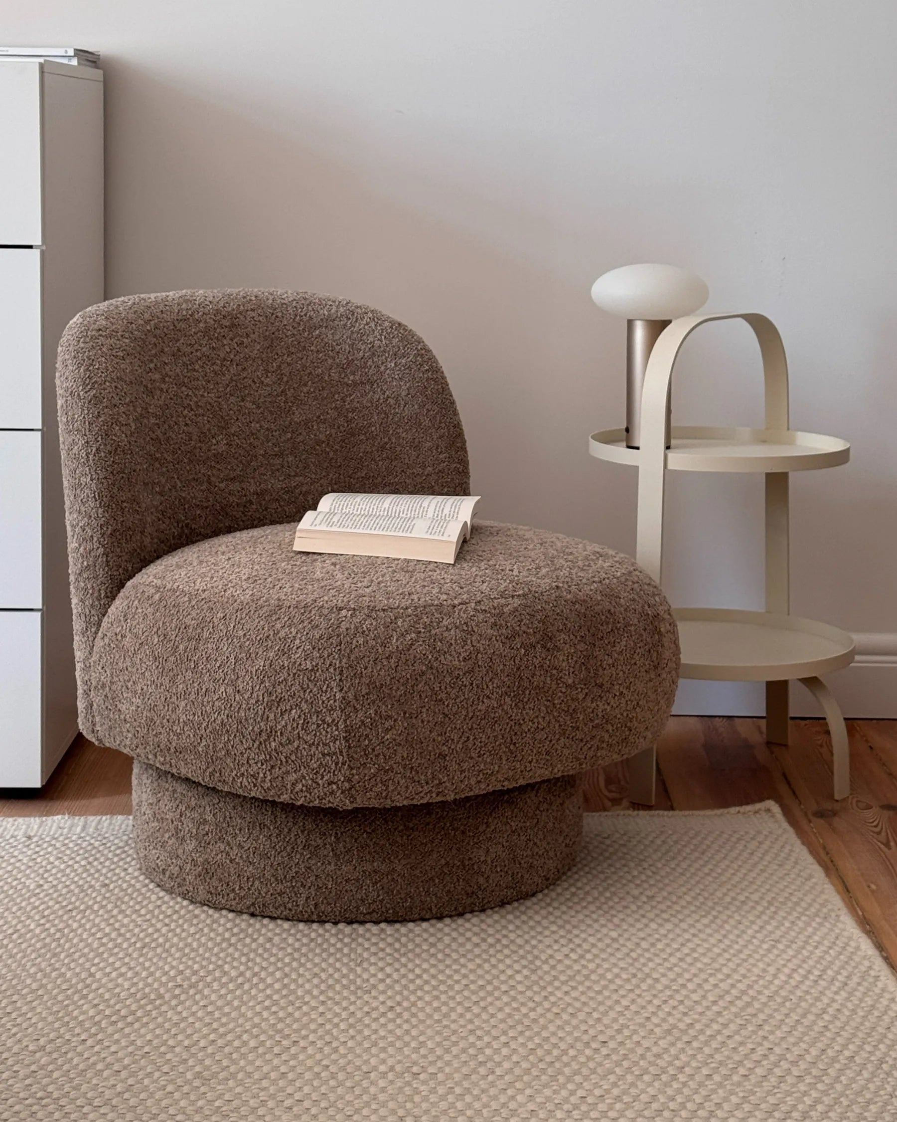 Swivel Armchair AYLO Boucle Taupe