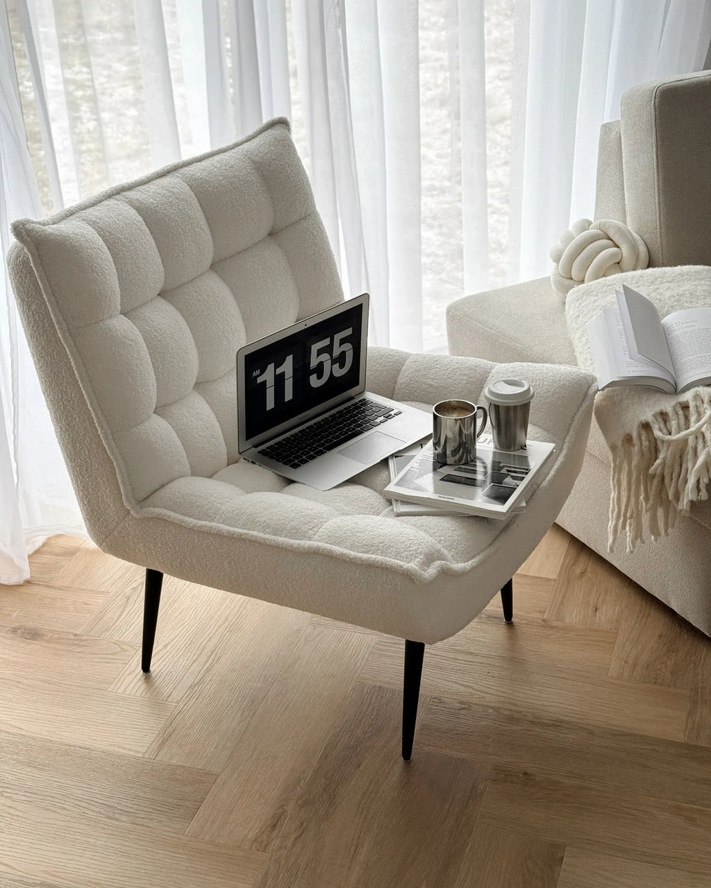 Armchair ALVESTA Boucle White