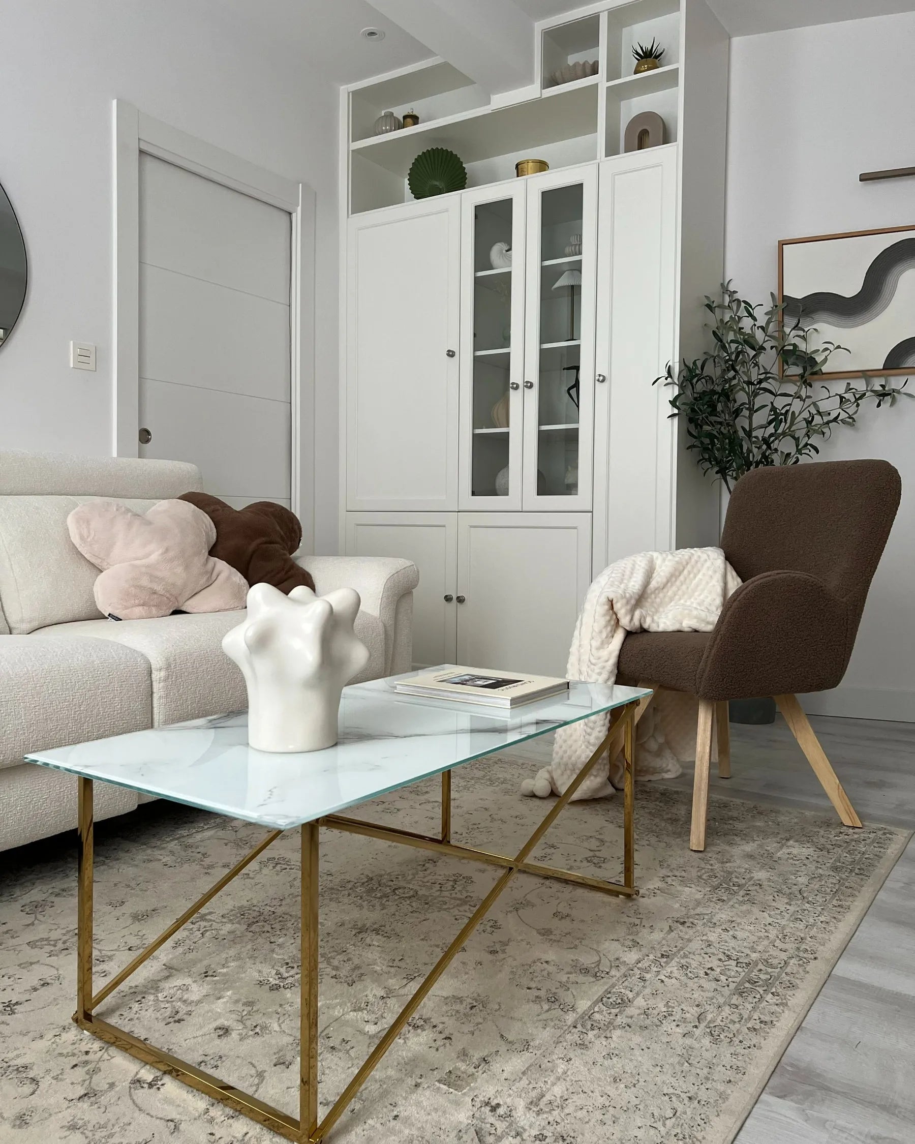Coffee Table EMPORIA Tempered Glass Marble/ Gold