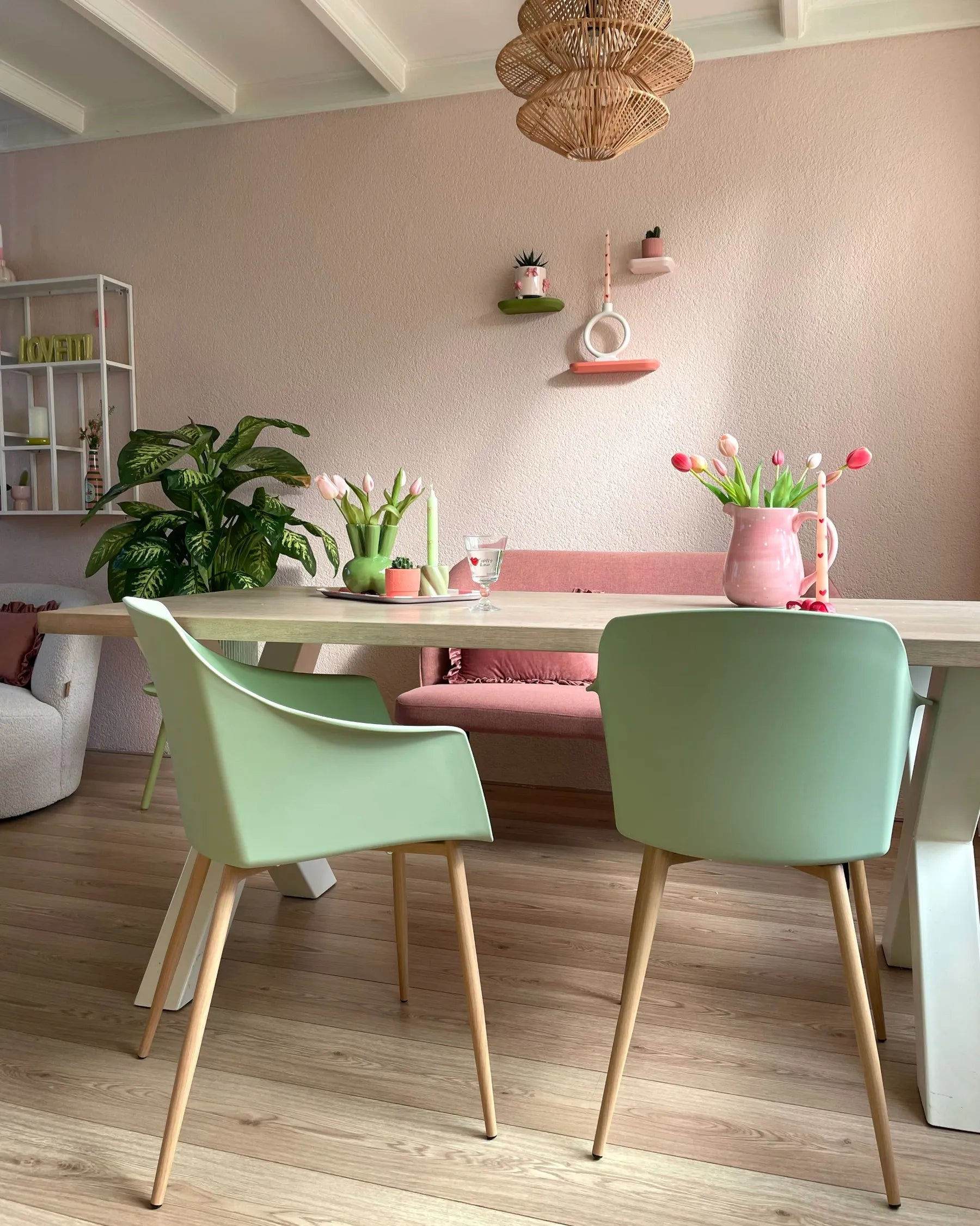 Set of 2 Dining Chairs FONDA II Light Green