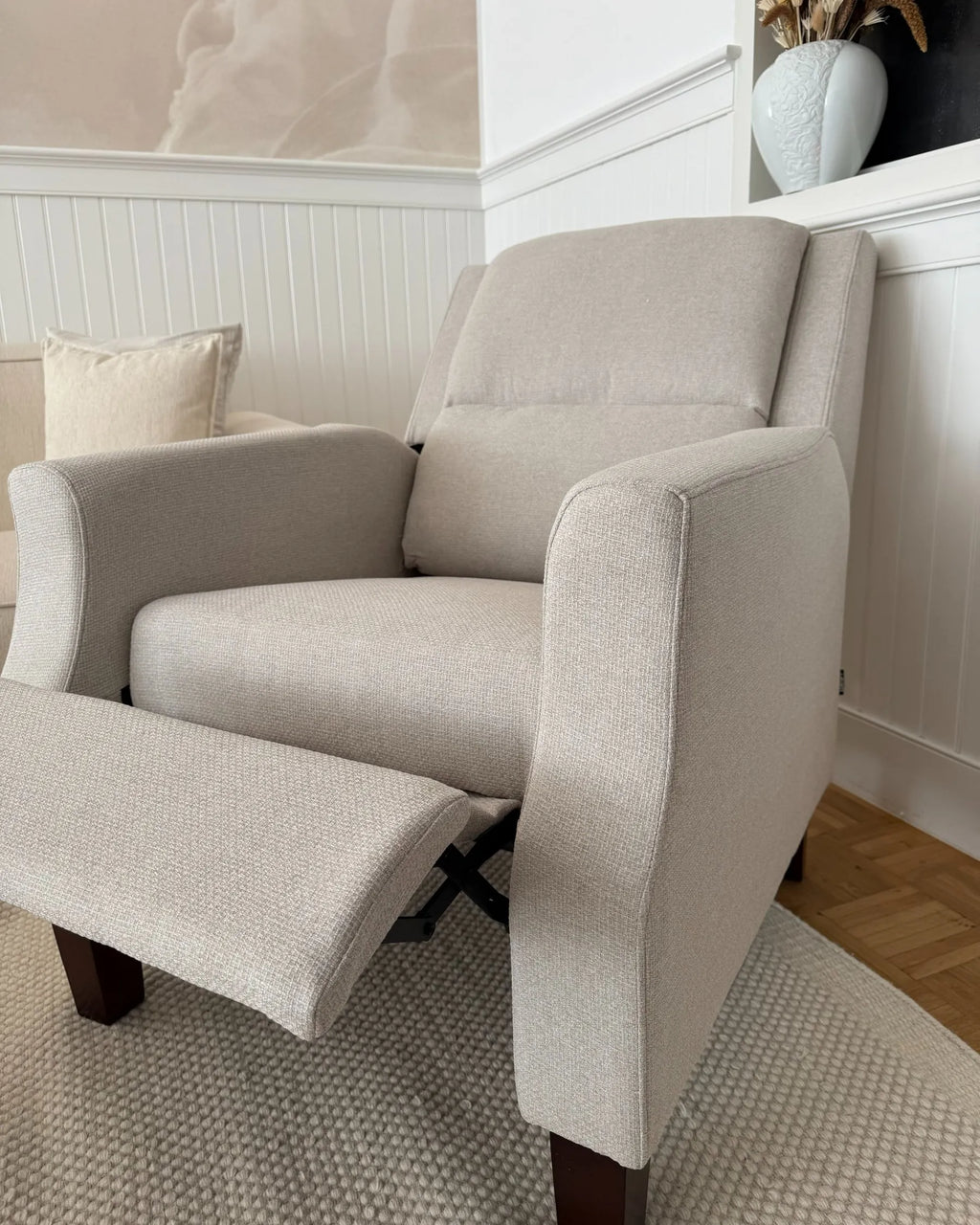 Recliner Chair EGERSUND with Footrest Fabric Light Beige