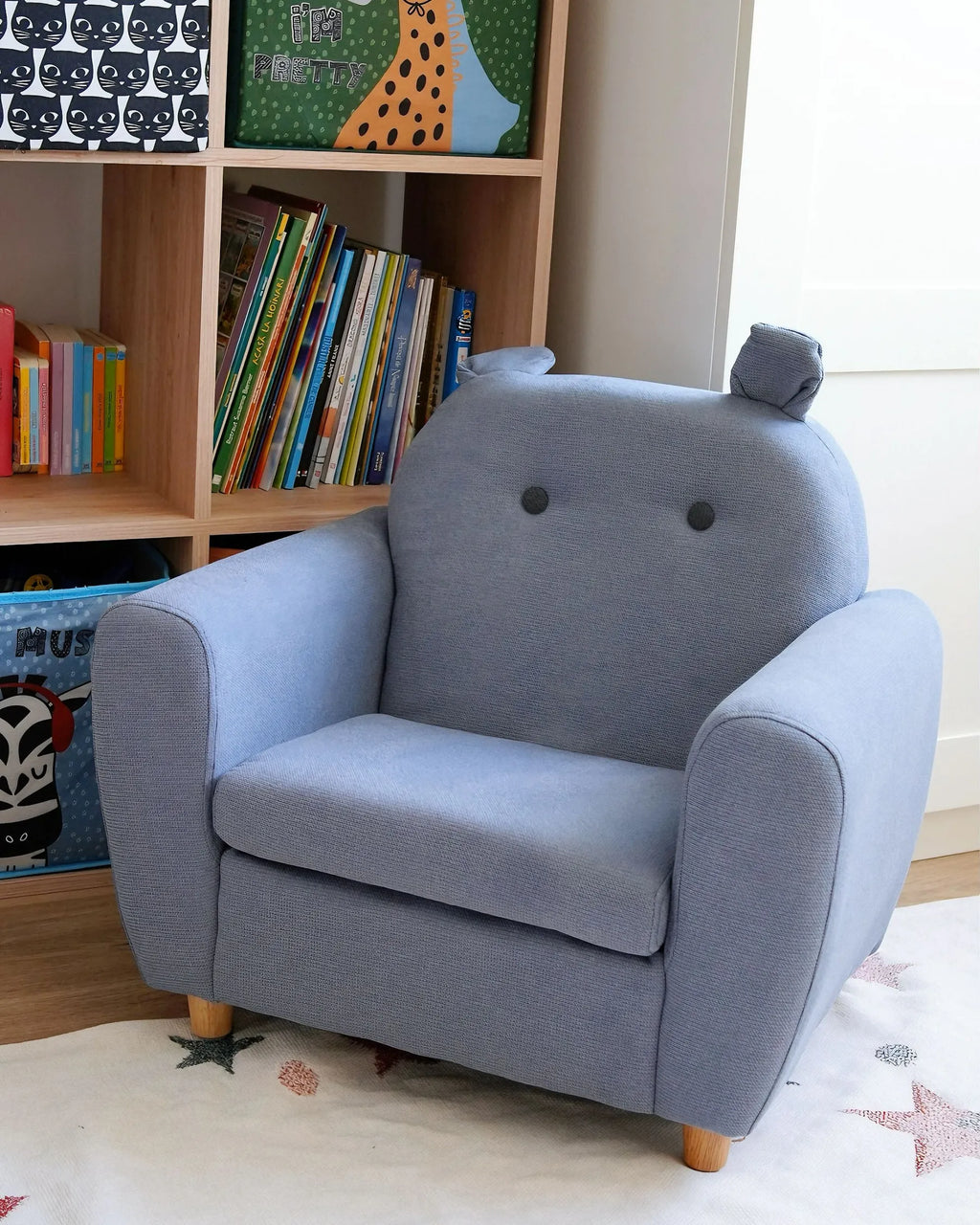 Kids Armchair Hippo MARIBO Fabric Blue