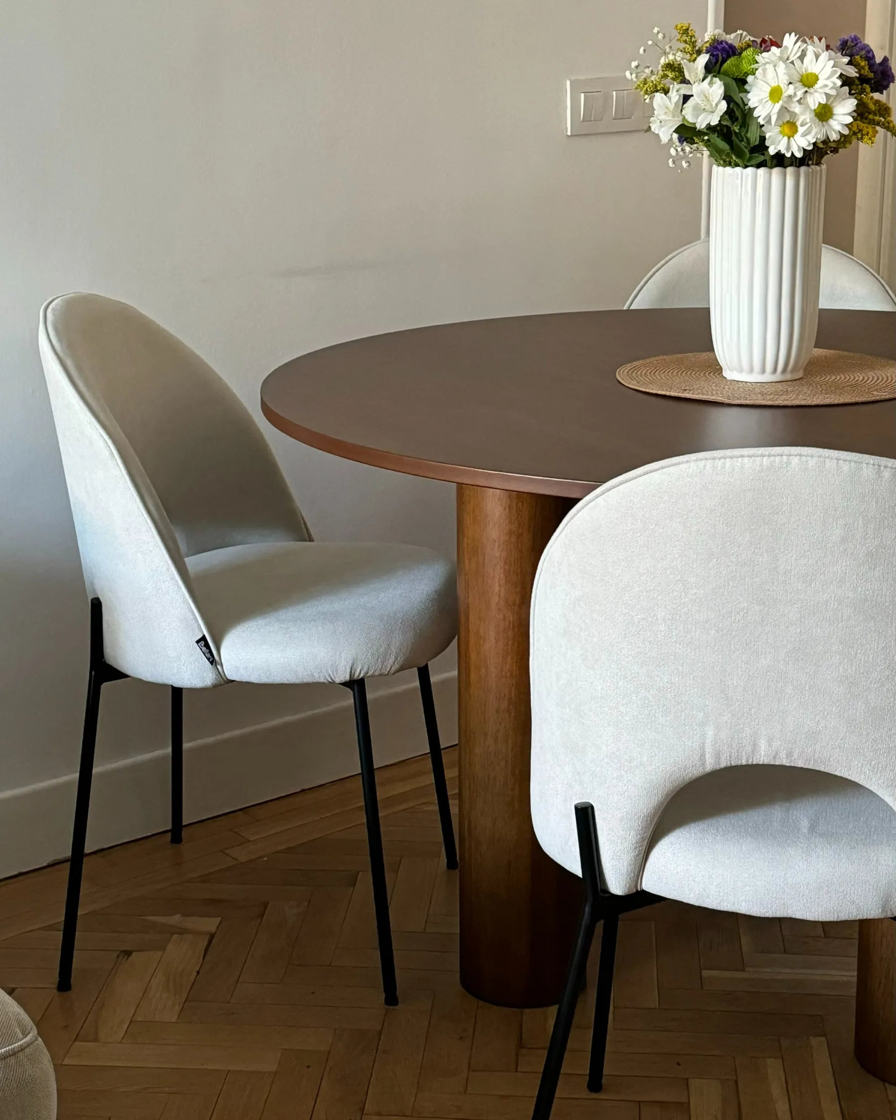 Set of 2 Dining Chairs COVELO Fabric Light Beige