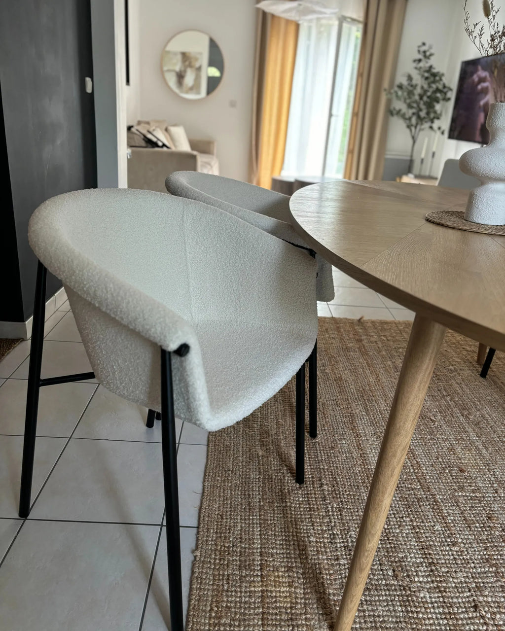 Set of 2 Dining Chairs AMES Boucle Off-White