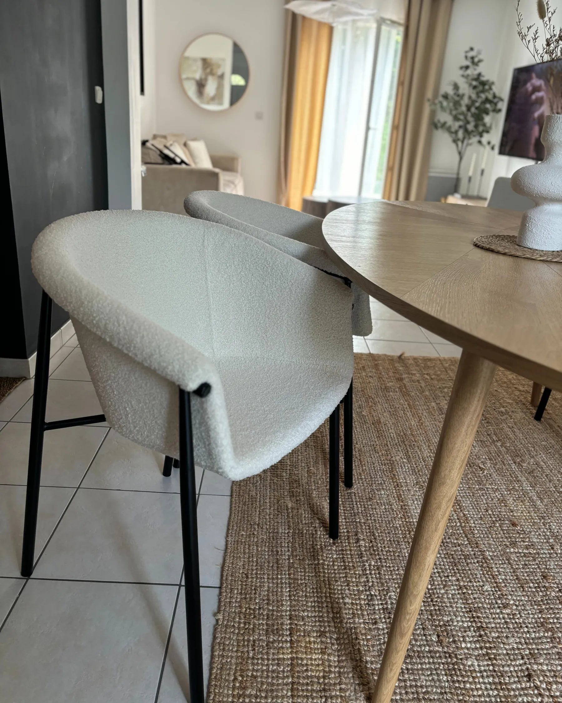 Set of 2 Dining Chairs AMES Boucle Off-White