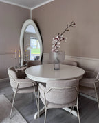 Set of 2 Dining Chairs PAONIA Chenille Light Beige