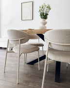 Set of 2 Dining Chairs COWLEY Chenille Light Beige