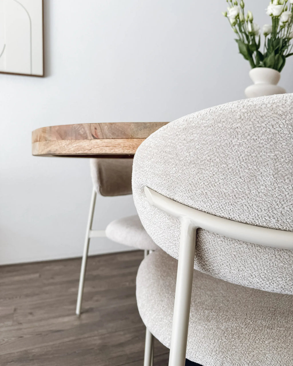 Set of 2 Dining Chairs COWLEY Chenille Light Beige