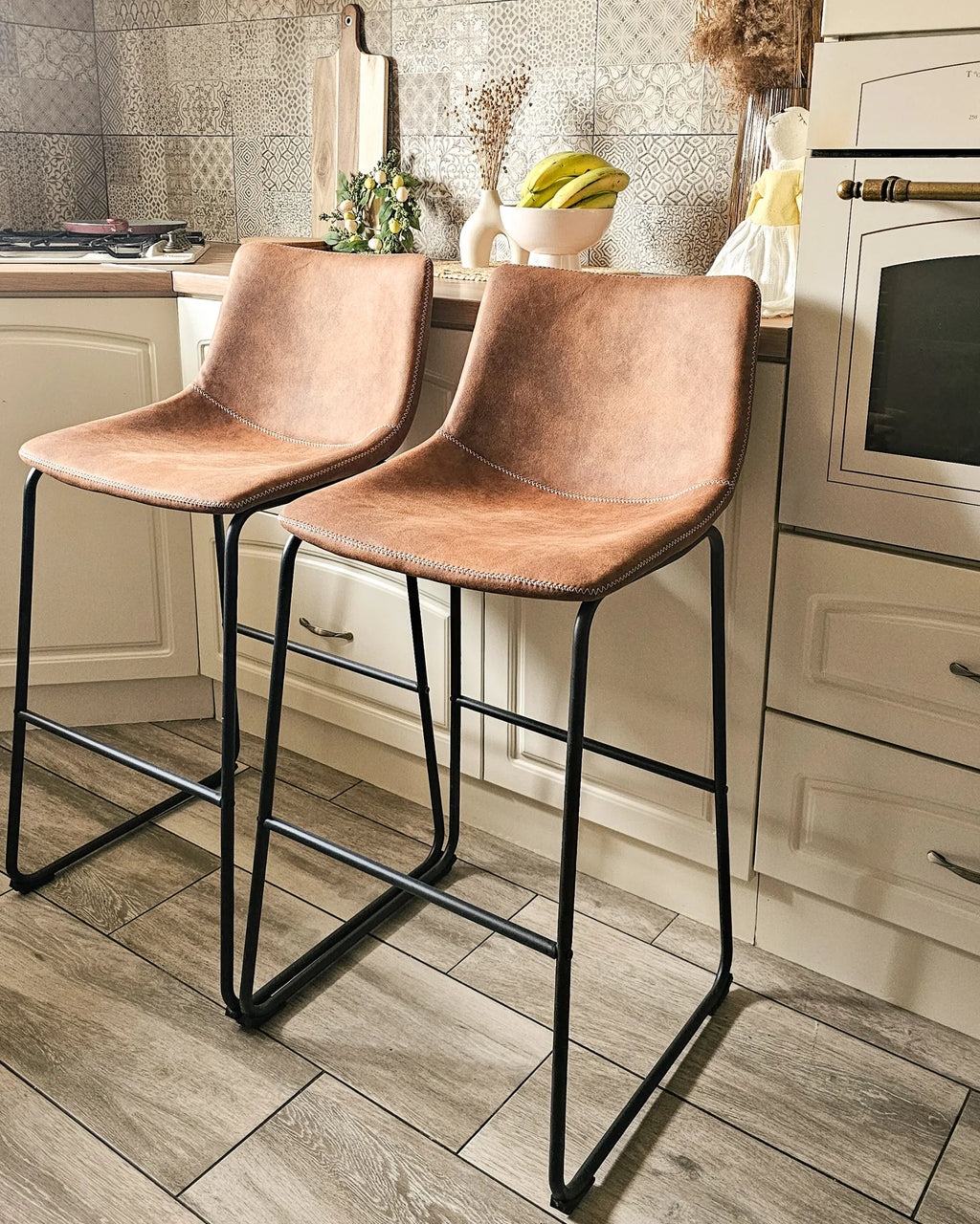 Set of 2 Bar Chairs FRANKS Golden Brown