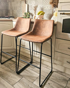 Set of 2 Bar Chairs FRANKS Golden Brown