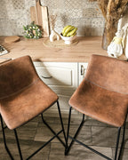 Set of 2 Bar Chairs FRANKS Golden Brown