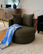 Swivel Armchair DALBY Fabric Dark Green