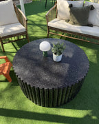 Coffee Table POZZA II 106 cm 106 cm Terrazzo Effect Black Terrazzo