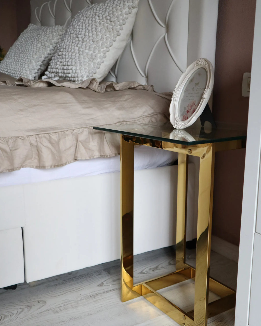 Side Table CRYSTAL Tempered Glass Gold