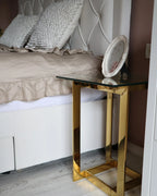 Side Table CRYSTAL Tempered Glass Gold