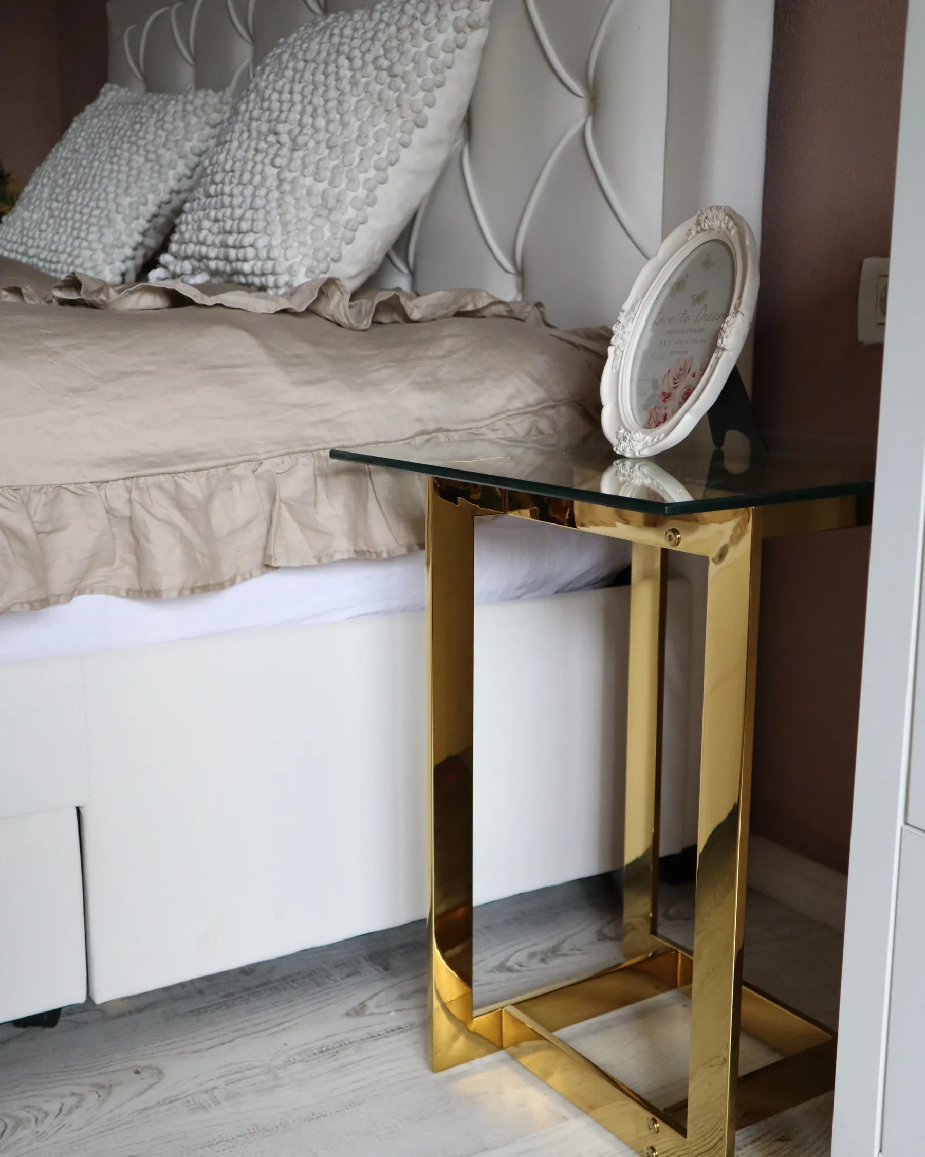 Side Table CRYSTAL Tempered Glass Gold