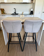 Set of 2 Bar Chairs CASMALIA Velvet Taupe