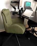 Set of 2 Dining Chairs Swivel AVELAR Fabric Dark Green