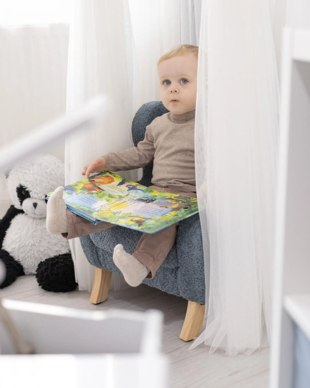 Kids Armchair FARUM Boucle Dark Blue