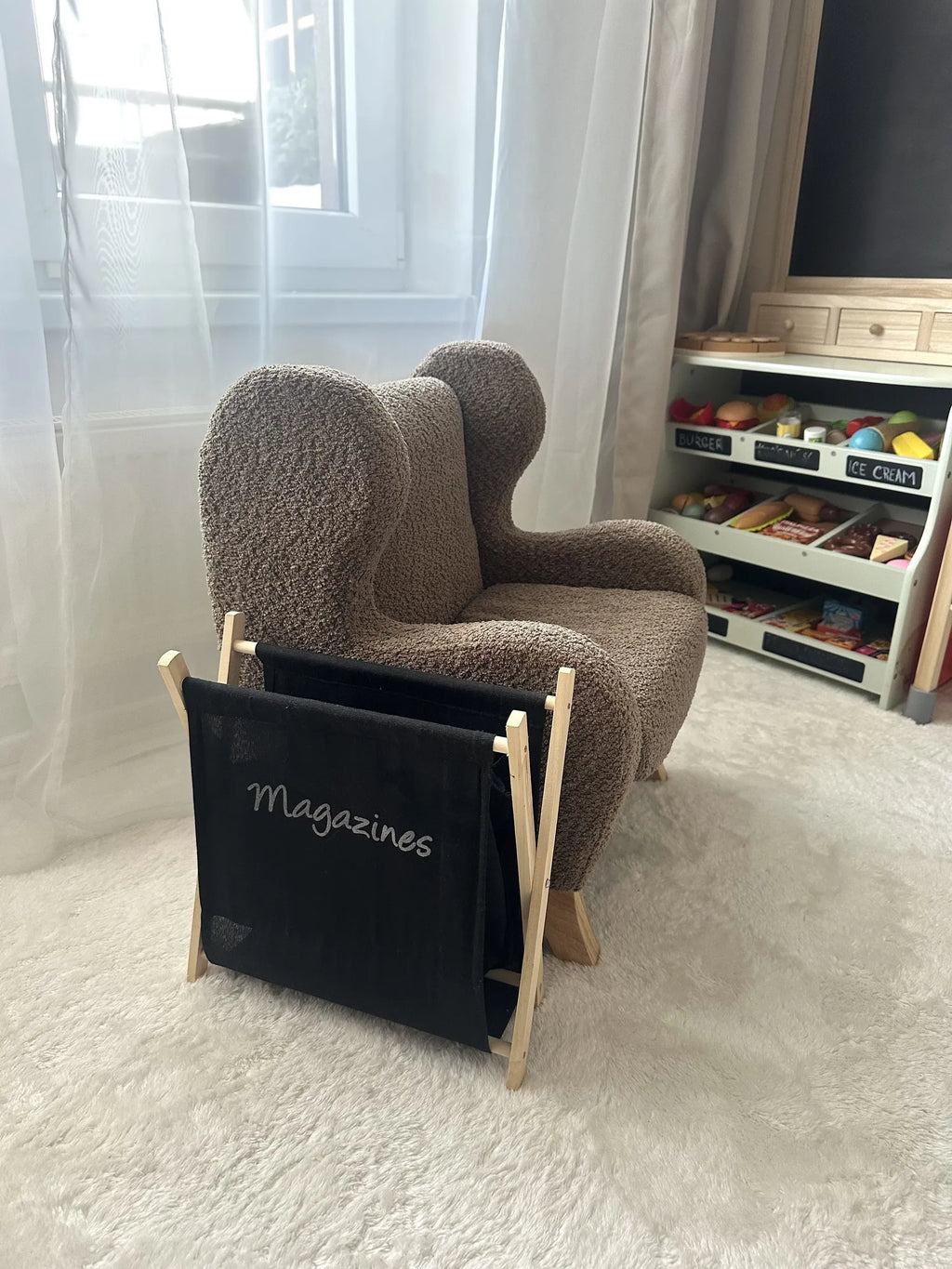 Kids Armchair FARUM Boucle Brown