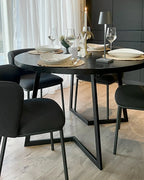 Set of 2 Dining Chairs MINA Fabric Black