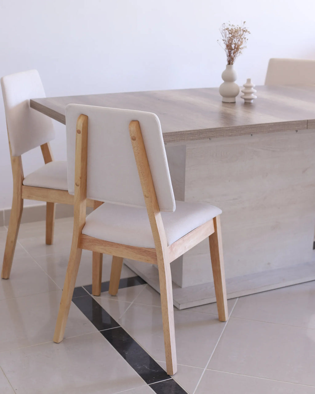 Set of 2 Dining Chairs MERRILL Wood Light Beige