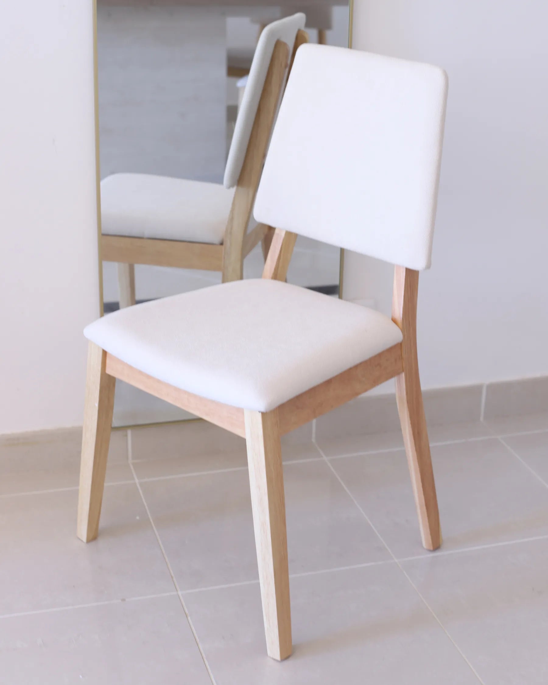 Set of 2 Dining Chairs MERRILL Wood Light Beige