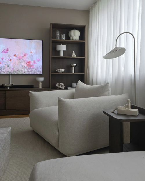 Armchair COMO Fabric Off-White – angled product view