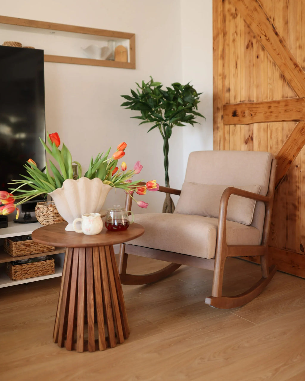 Rocking Chair SKOVDE Fabric Beige