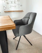 Set of 2 Dining Chairs Swivel MIRA Fabric Green