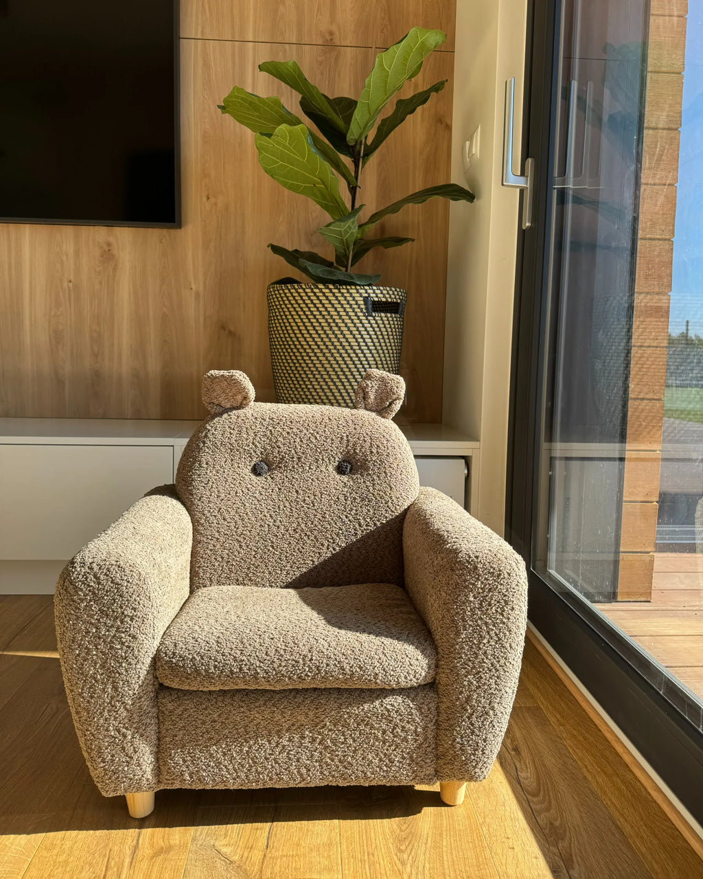 Kids Armchair Hippo MARIBO Boucle Brown