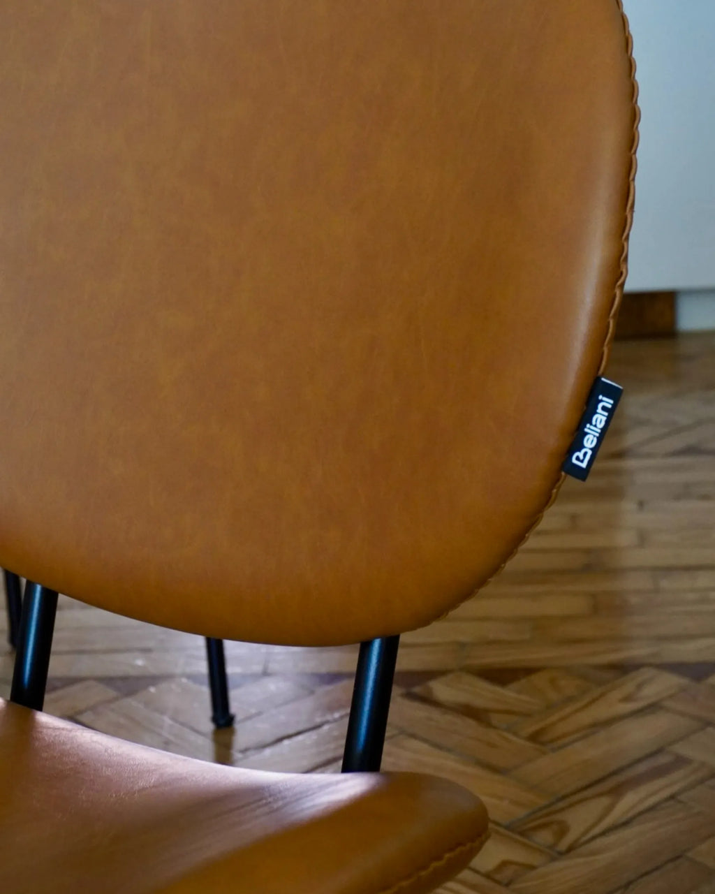 Set of 2 Dining Chairs LUANA Faux Leather Golden Brown