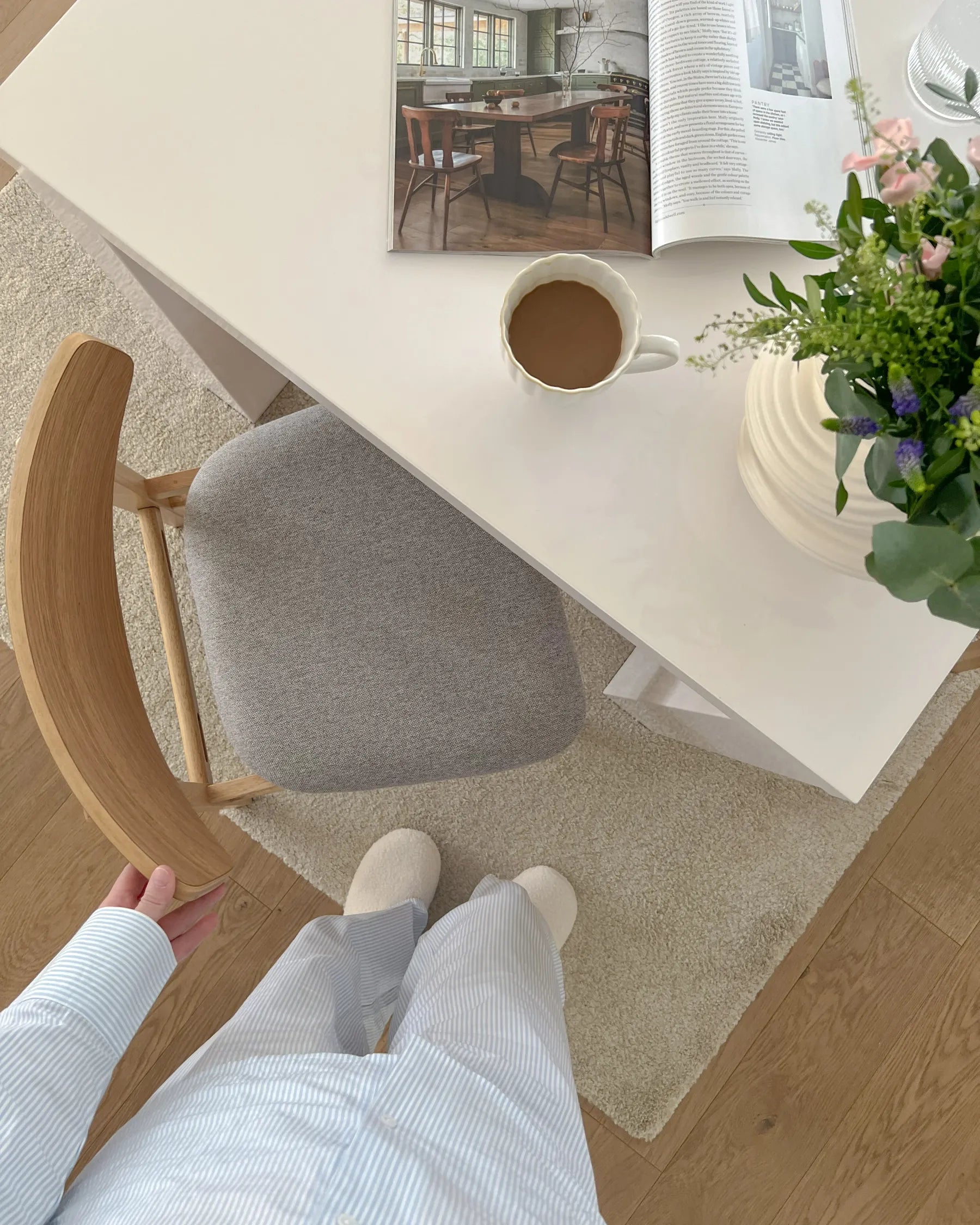 Set of 2 Dining Chairs SMILEY Wood Light Brown/ Grey