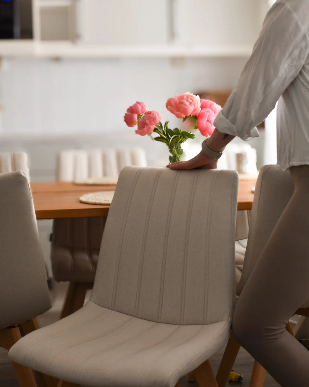 Set of 2 Dining Chairs CALGARY Fabric Off-White