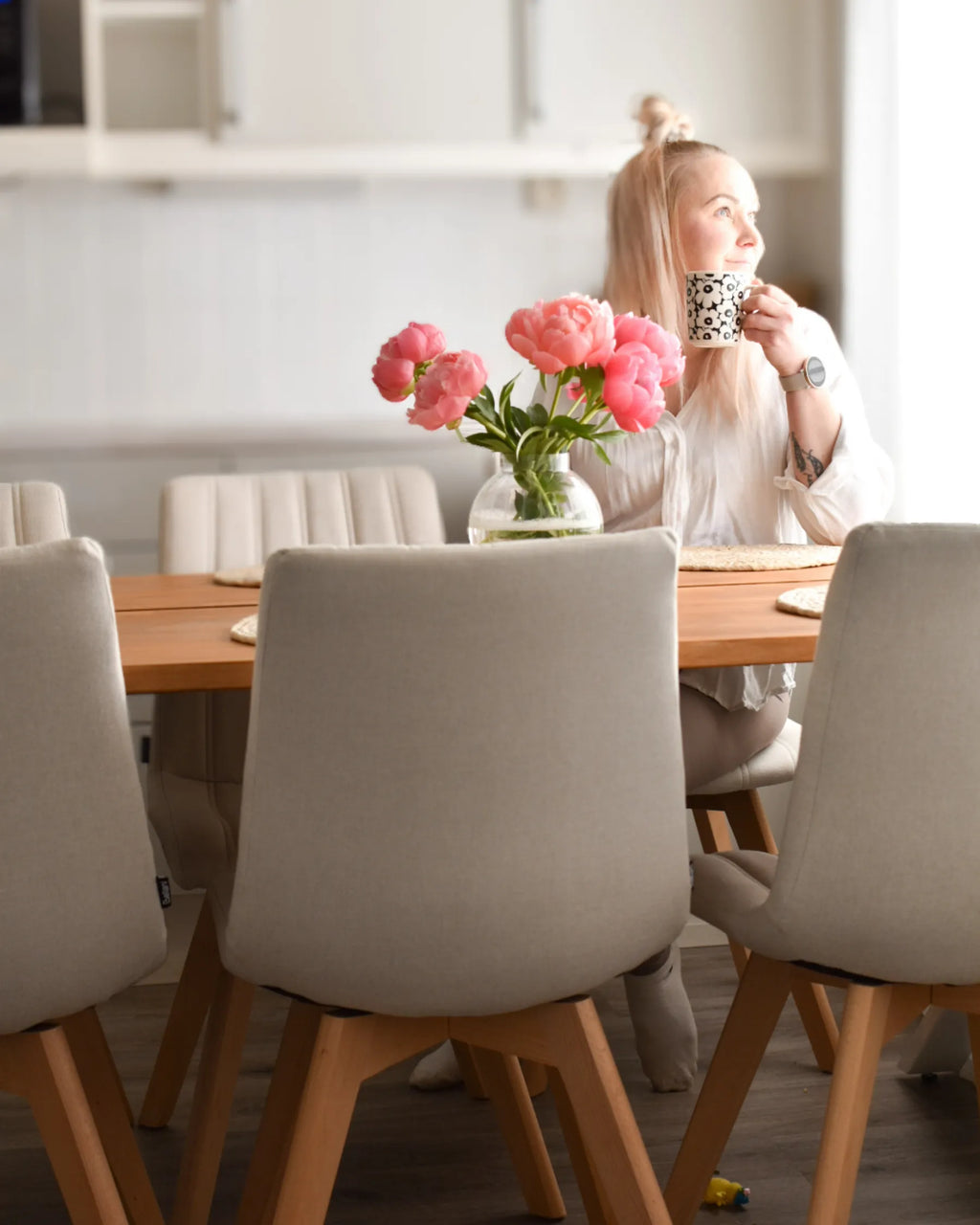 Set of 2 Dining Chairs CALGARY Fabric Off-White