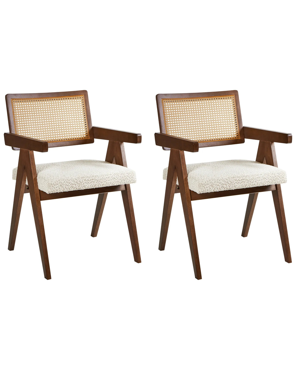 Set of 2 Dining Chairs AVA Wood Brown/ Light Beige