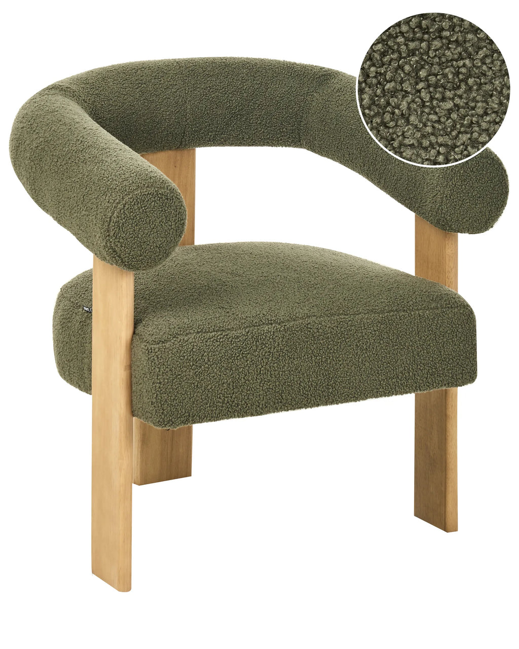Armchair ILBRO Boucle Green/ Light Brown