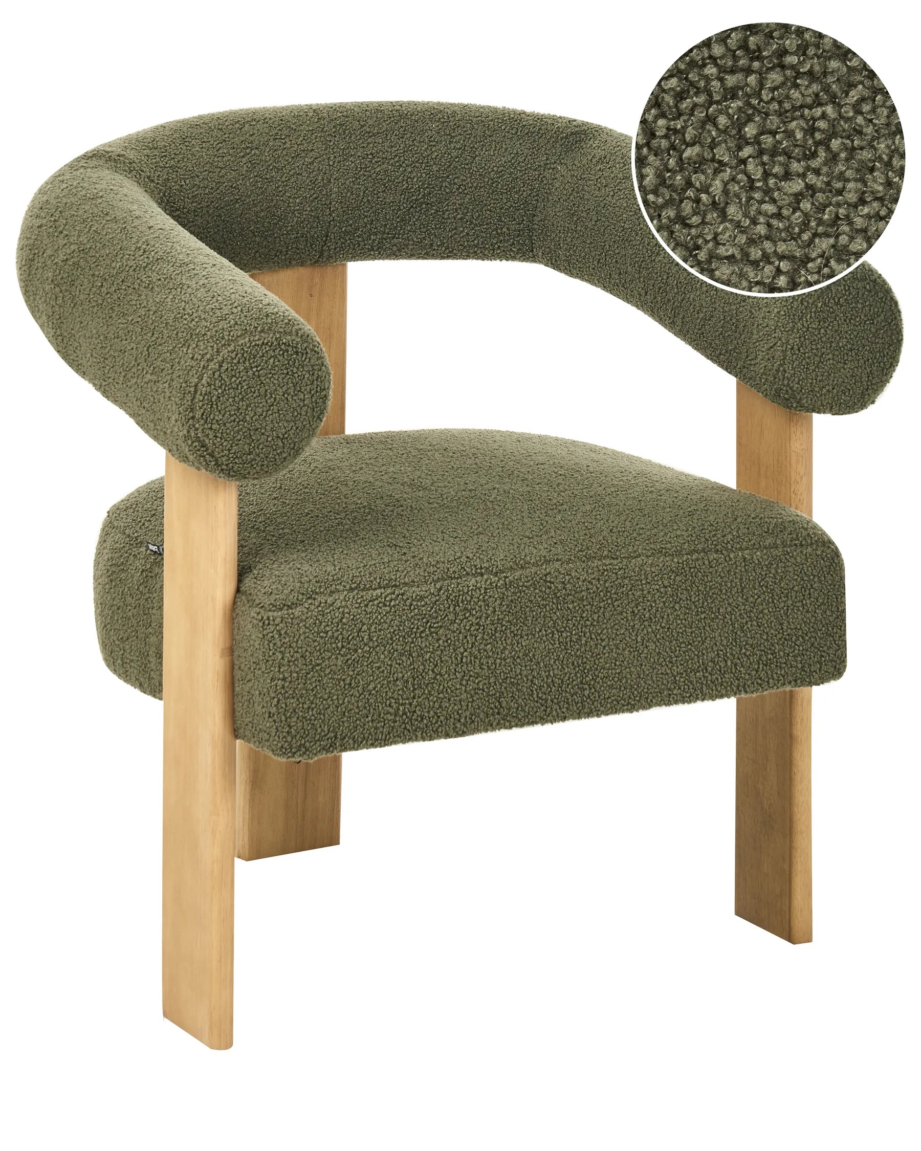 Armchair ILBRO Boucle Green/ Light Brown