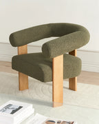 Armchair ILBRO Boucle Green/ Light Brown