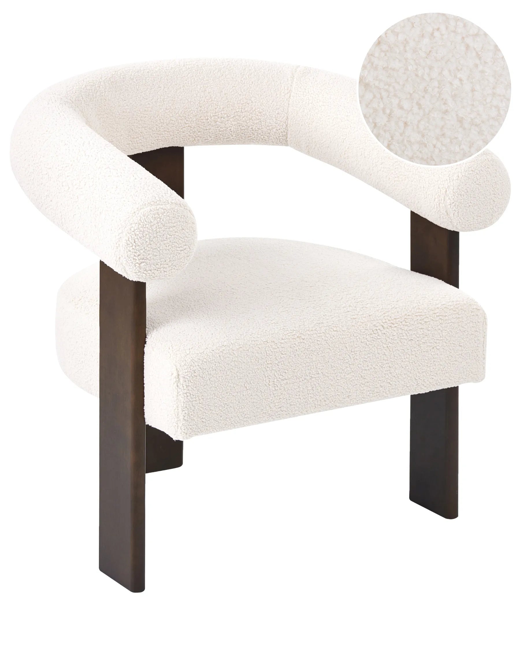 Armchair ILBRO Boucle Off-White/ Dark Brown