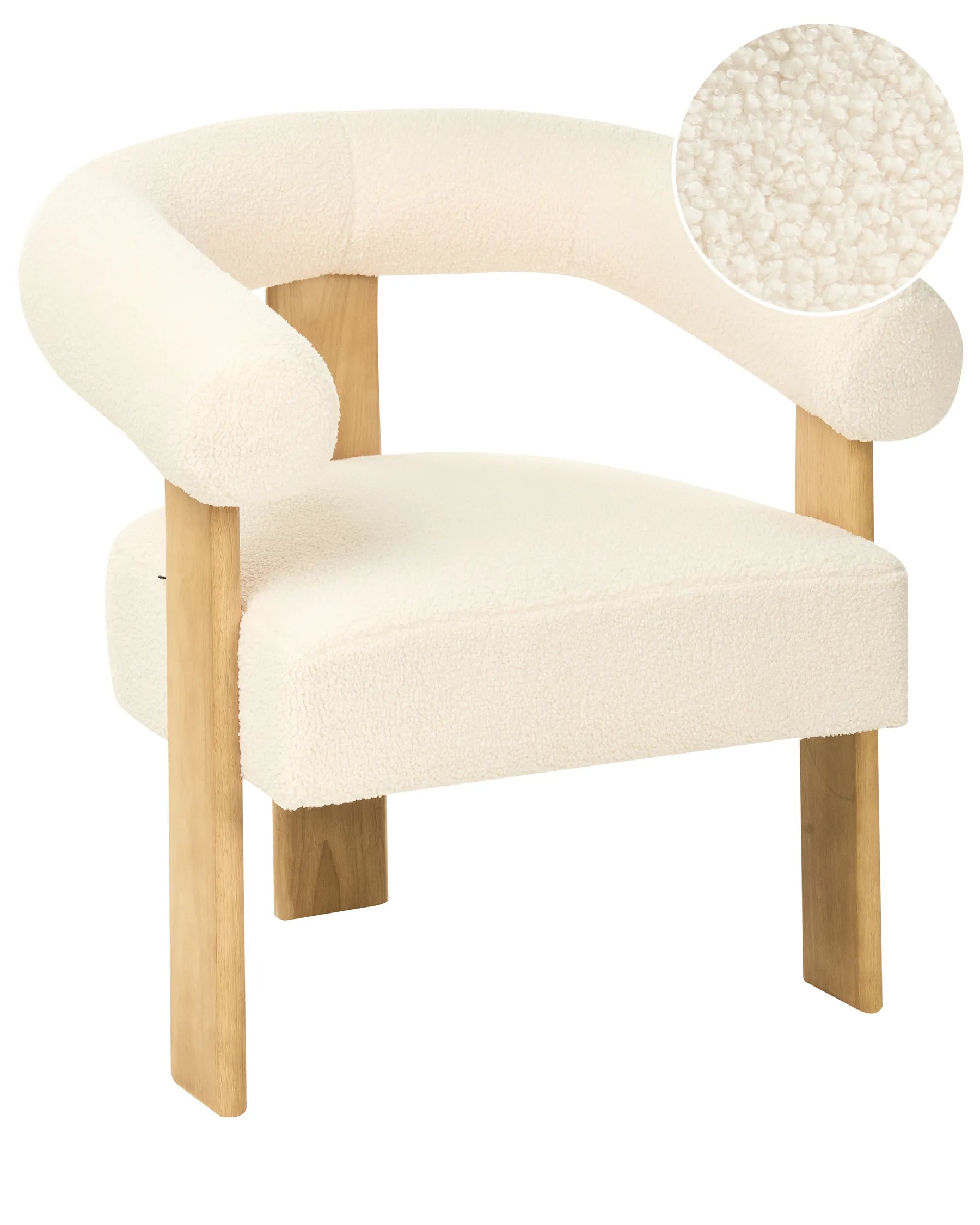 Armchair ILBRO Boucle Off-White/ Light Brown