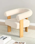 Armchair ILBRO Boucle Off-White/ Light Brown