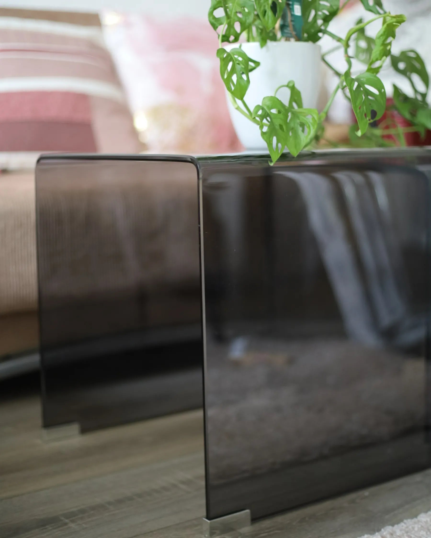 Set of 2 Side Tables KENDALL Tempered Glass Black
